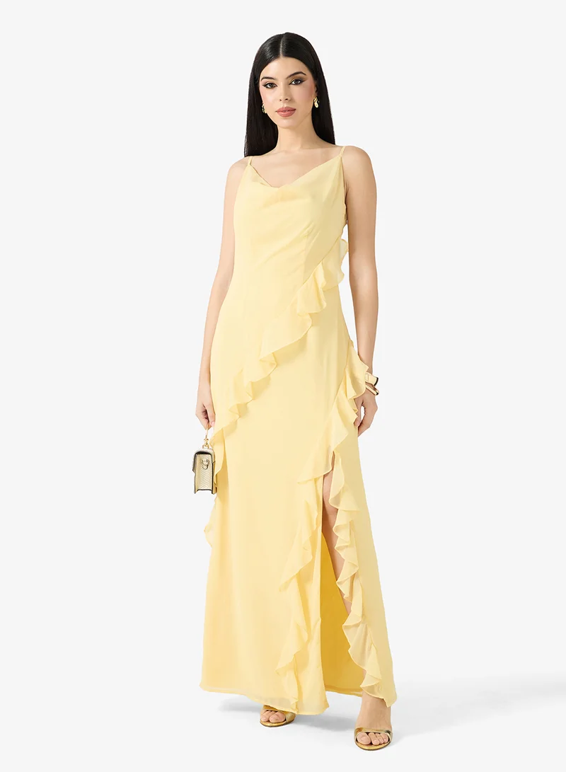 Anaya With Love Cowl Neck  Ruffle Cami Maxi